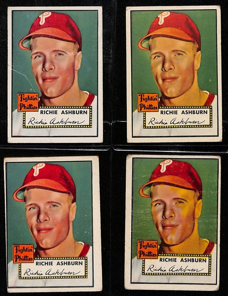 Lot of (11) 1952 Topps Richie Ashburn Baseball Cards