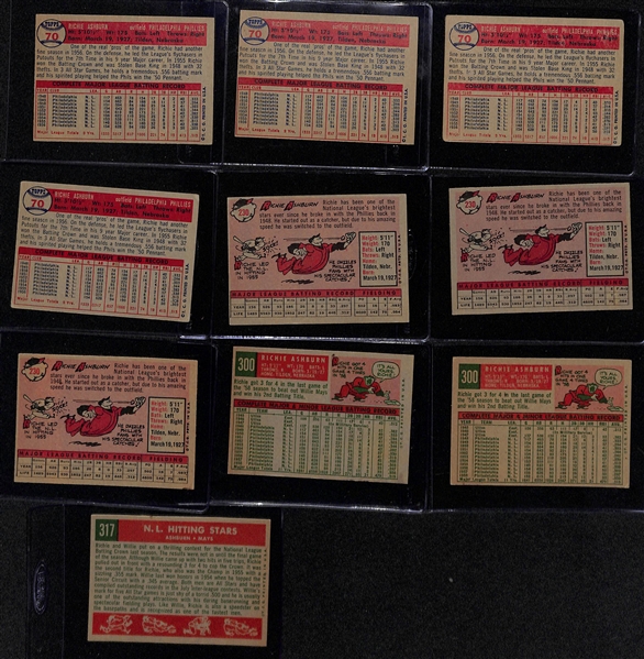 Lot of (19) 1950s Topps Richie Ashburn Baseball Cards