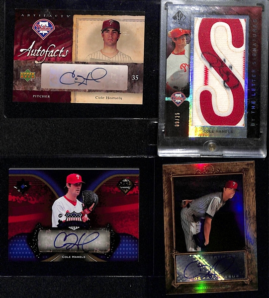 Lot of (25+) Mostly Phillies Autograph and Relic Cards w. Chase Utley, Ryan Howard, Cole Hamels and Others