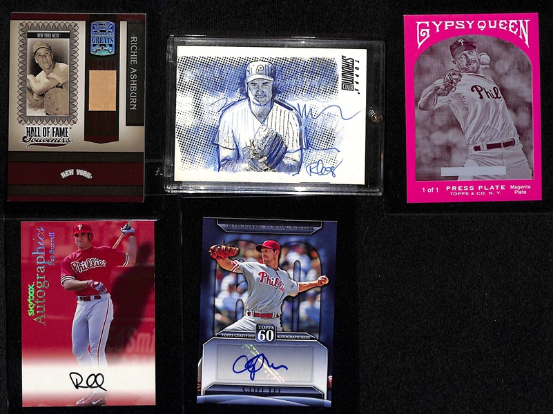 Lot of (25+) Mostly Phillies Autograph and Relic Cards w. Chase Utley, Ryan Howard, Cole Hamels and Others