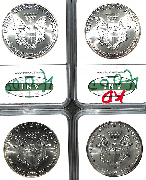 Lot of (3) 1986 Eagle Silver Dollars MS70 & (1) 2005 Eagle Silver Dollar MS70