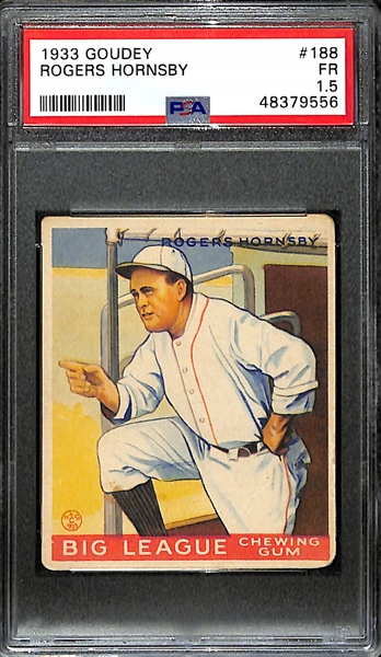 1933 Goudey Rogers Hornsby #188 Graded PSA 1.5 FR