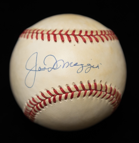 Joe DiMaggio Official American League Baseball Autographed On The Sweet Spot (JSA Auction Letter)