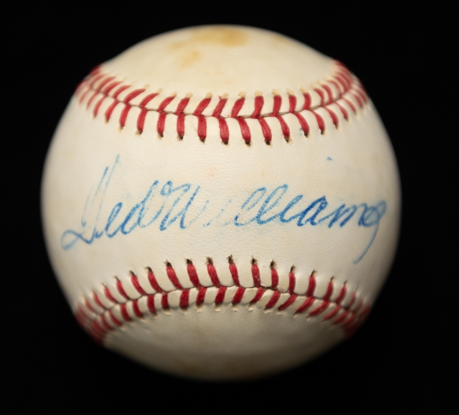Ted Williams Official American League Baseball Autographed On The Sweet Spot (JSA Auction Letter)