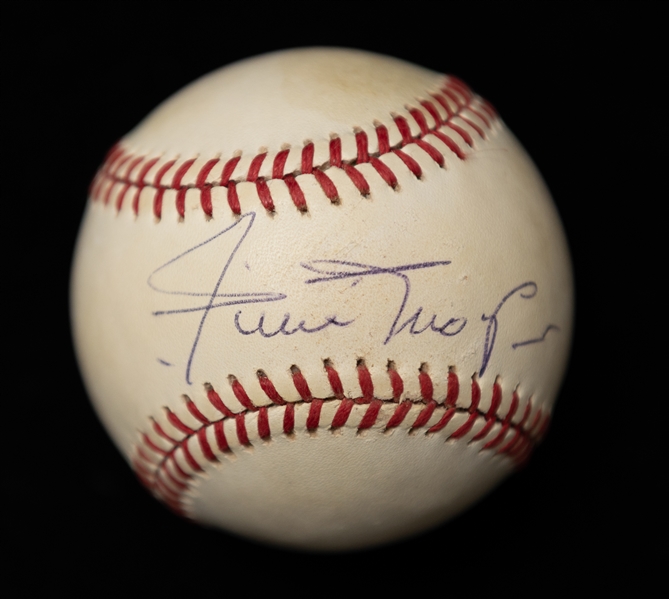 Lot of (2)  Willie Mays Single Signed Official National League Baseballs On The Sweet Spot (JSA Auction Letter)