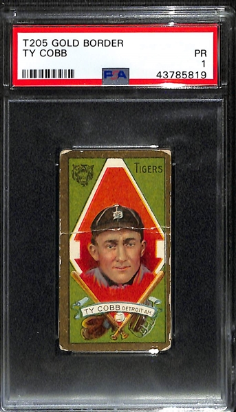 1911 T205 Gold Border Ty Cobb Graded PSA 1 - Great Eye Appeal!