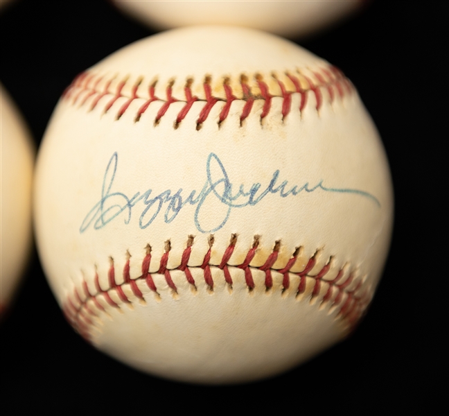 Lot of (4) Autographed Baseballs w. Nolan Ryan, Roger Clemens, Reggie Jackson and Josh Hamilton (JSA Auction Letter)
