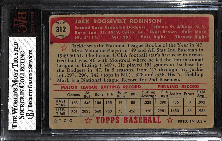 Iconic 1952 Topps Jackie Robinson #312 Graded Beckett BVG 2 GD