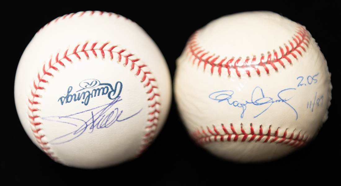 Lot of (2) Signed Baseballs w. Roger Clemens and Jim Thome (JSA Auction Letter)