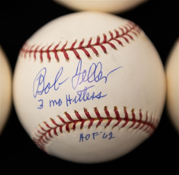 Lot of (6) Autographed Baseball HOF w. Spahn, Perry, Neikro, Feller, Bunning, and Palmer (JSA Auction Letter)