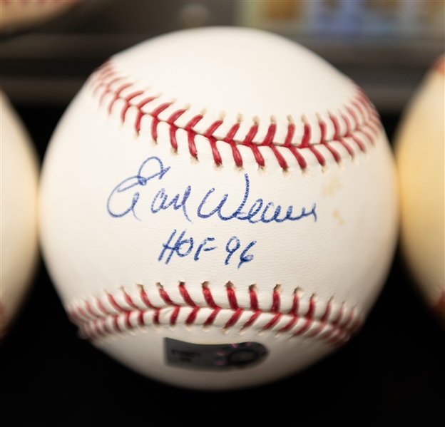 Lot of (4) Baltimore Orioles Autographed Baseballs w. Ripken Jr., B. Robinson, Palmer, and Weaver (JSA Auction Letter)