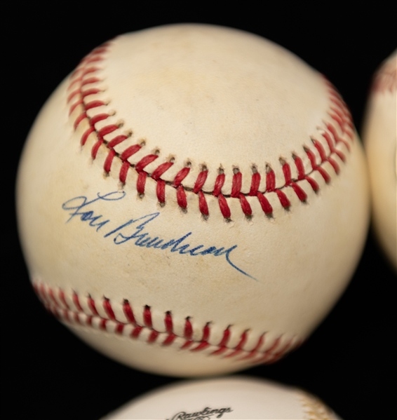 Lot of (4) HOF Autographed Baseballs w. (2) Brooks Robinson, A.B. Chandler, and Lou Boudreau (JSA Auction Letter)