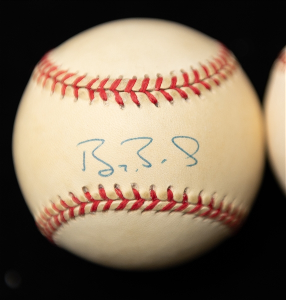 Lot of (2) Barry Bonds Autographed Baseballs (JSA Auction Letter)