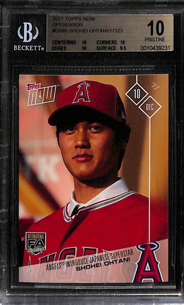 2017 Topps Now Shoehei Ohtani Short-Printed Rookie Card #OS-80 Graded Rare BGS 10 Pristine! His Only 2017 Card in an Angels Uniform!