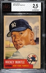 1953 Topps Mickey Mantle #82 Graded Beckett BVG 2.5 GD-VG (His 2nd Topps Card!)