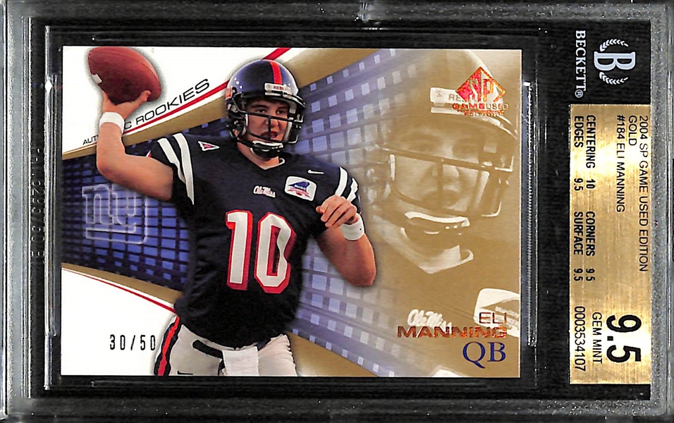2004 SP Game Used Edition Gold Eli Manning Rookie #d 30/50 Graded a BGS 9.5