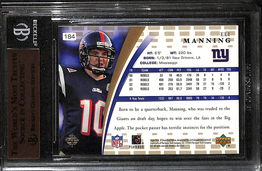 2004 SP Game Used Edition Gold Eli Manning Rookie #d 30/50 Graded a BGS 9.5