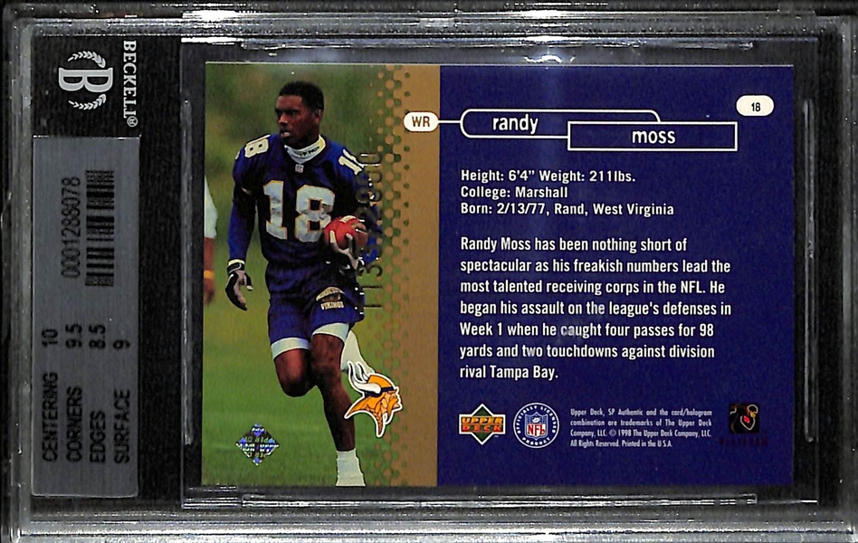 1998 SP Authentic Randy Moss Rookie #d /2000 Graded BGS 9