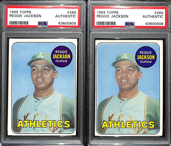 Lot of (2) Reggie Jackson Rookie Cards - Both Graded PSA Authentic