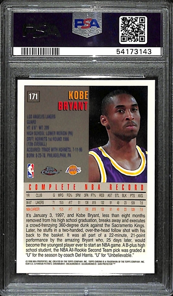 1997-98 Topps Chrome Kobe Bryant #171 (2nd Year) Graded PSA 9 Mint