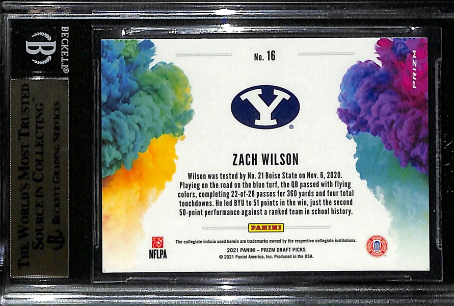 2021 Panini Prizm Draft Picks Zach Wilson Color Blast Rookie Card Graded BGS 9.5 Gem Mint