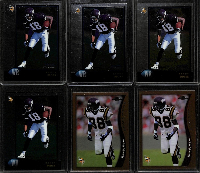 (6) Randy Moss 1998 Rookie Cards - (2) Topps Chrome #35 & (4) Bowman Chrome #182