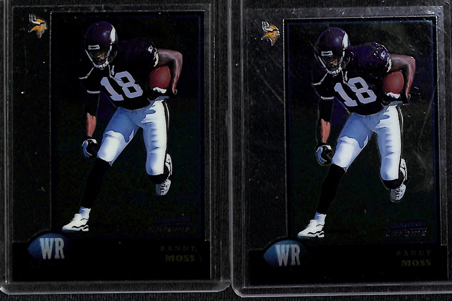 (6) Randy Moss 1998 Rookie Cards - (2) Topps Chrome #35 & (4) Bowman Chrome #182