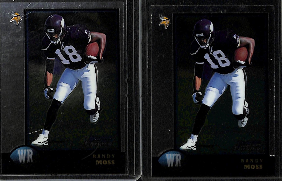 (6) Randy Moss 1998 Rookie Cards - (2) Topps Chrome #35 & (4) Bowman Chrome #182