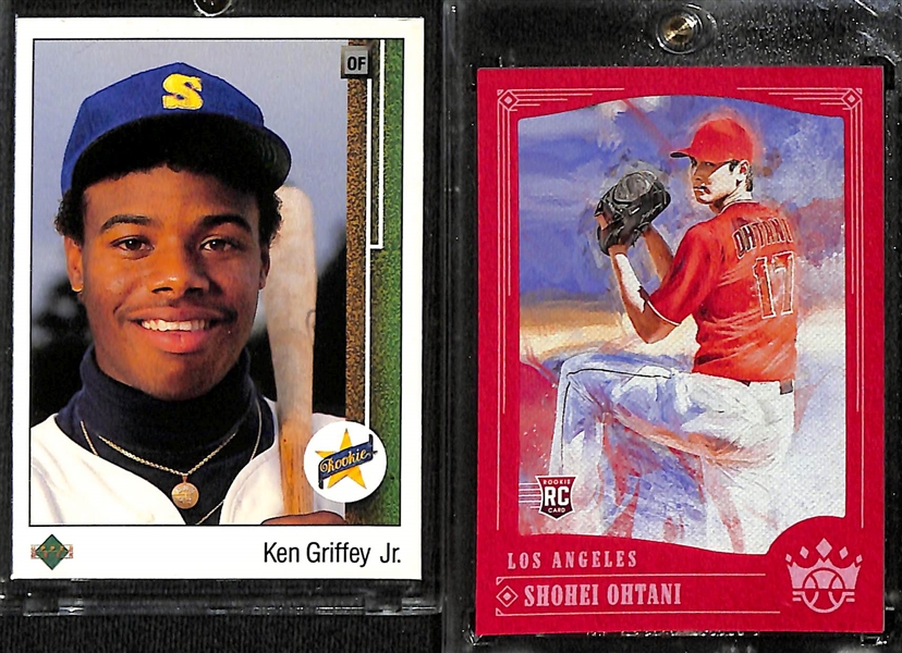 (8) Baseball Rookies w. 1989 UD Ken Griffey Jr, (4) Shohei Ohtani, (2) V. Robles (one auto), 1994 SP Derrek Lee Die Cut