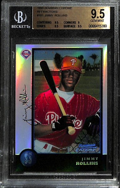 (2) BGS 9.5 Gem Mint Rookies - 1998 Bowman Chrome Jimmy Rollins Refractor & 2005 Ryan Zimmerman Autograph