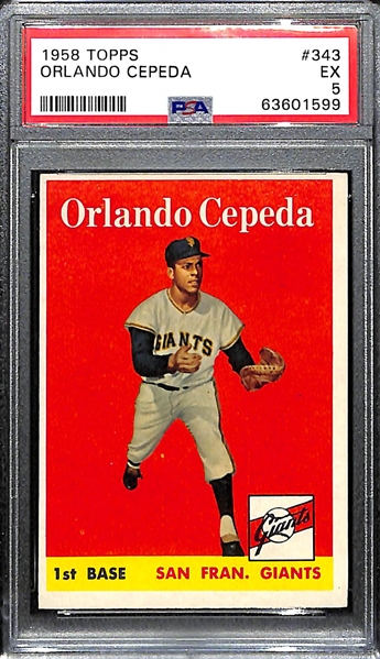 1958 Topps Orlando Cepeda #343 Rookie Card Graded PSA 5 EX