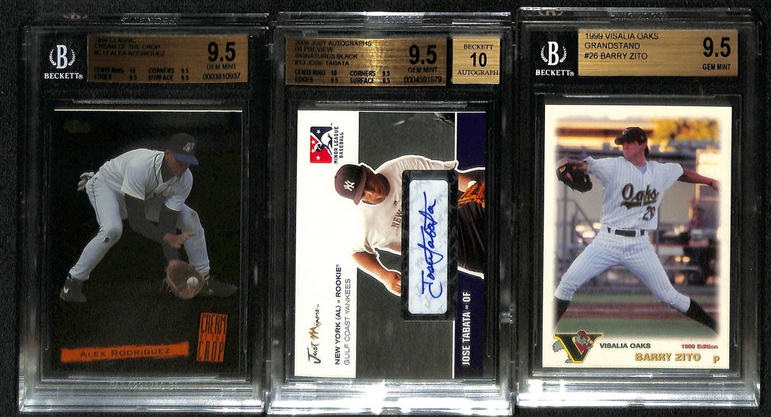 (9) BGS 9.5 Gem Mint Rookies - (3) S. Strasburg inc. Blue Refractor, 1994 Classic Alex Rodriguez, B. Zito, Gagne, D. Lee, V. Guerrero 