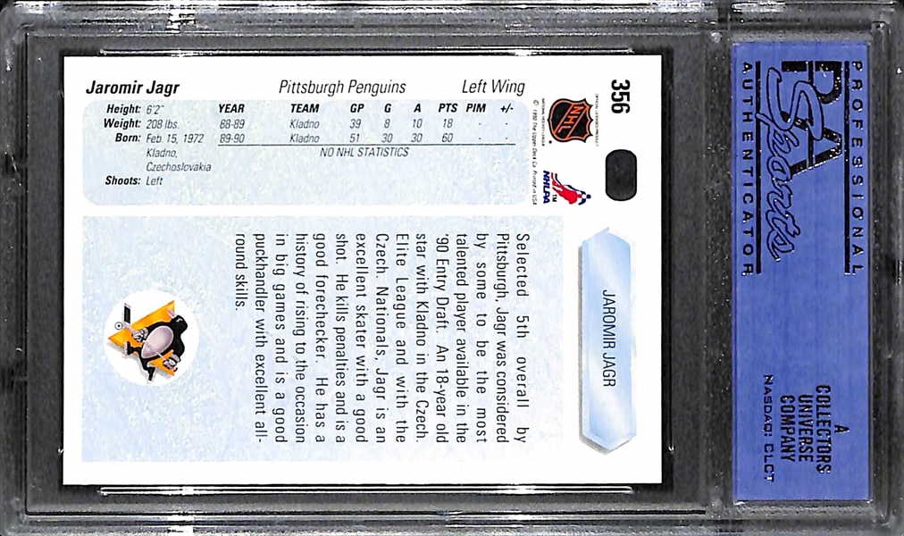 1990-91 Upper Deck Hockey Jaromir Jagr Rookie Card #356 Graded PSA 10 Gem Mint