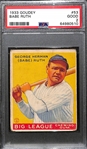 1933 Goudey Babe Ruth #53 (Yellow Background) Graded PSA 2
