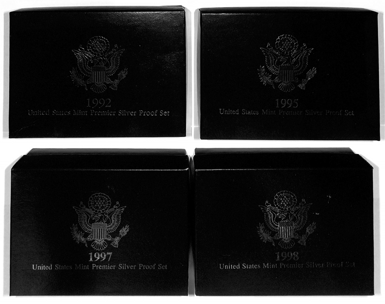 Lot of (4) Premier Silver Proof Sets from 1992-1998