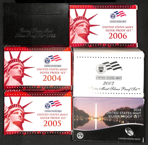 Lot of (6) Silver Proof Sets from 1992-2013