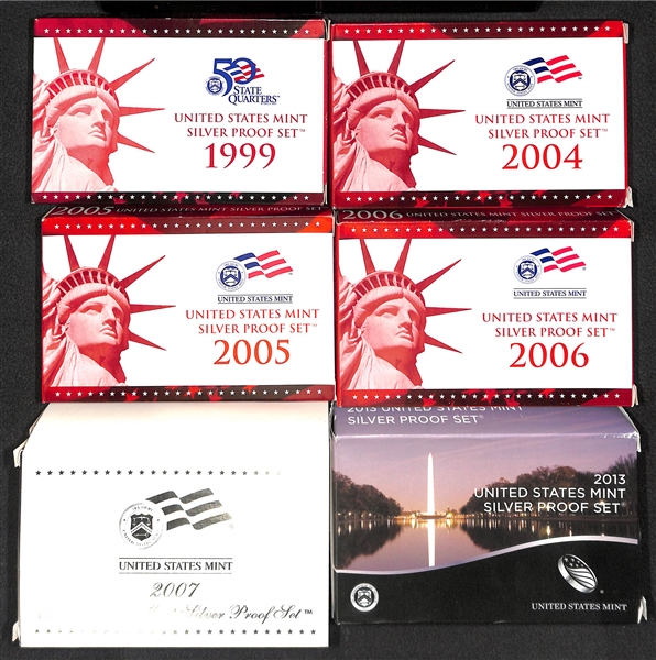 Lot of (6) Silver Proof Sets from 1999-2013