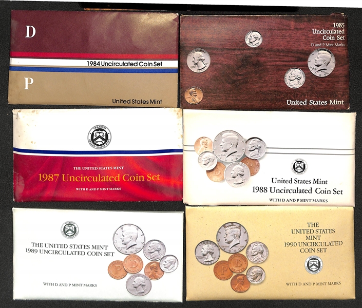 Lot of (9) Uncirculated Mint Sets from 1984-1993