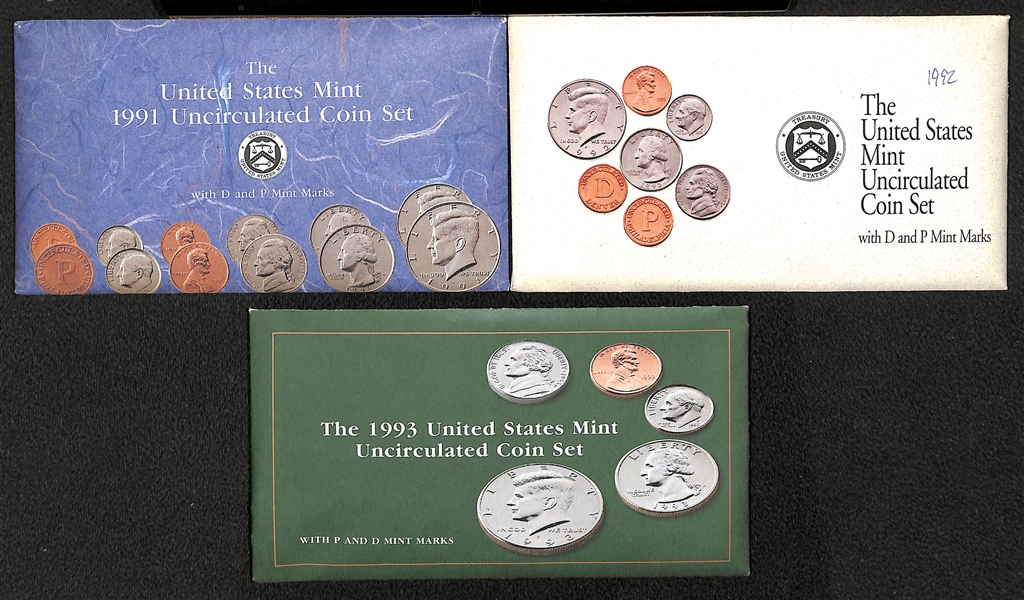 Lot of (9) Uncirculated Mint Sets from 1984-1993