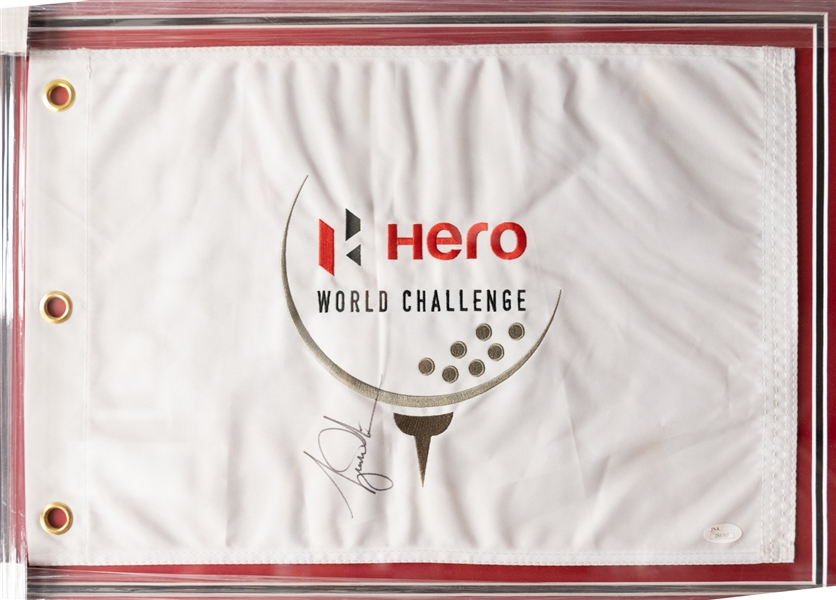 Tiger Woods Signed Hero Challenge Golf Flag - Nicely Framed Display (Full JSA LOA)