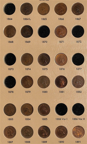 Lot of (22) Indian Head Cents from 1864-1891 w. 1871 Coin