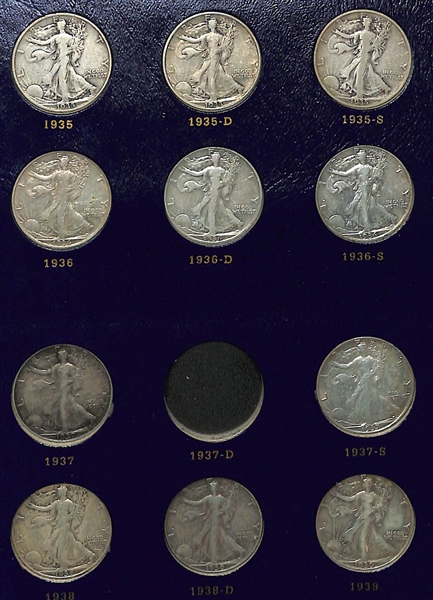 Lot of (50) Silver Liberty Walking Half Dollars from 1916-1947
