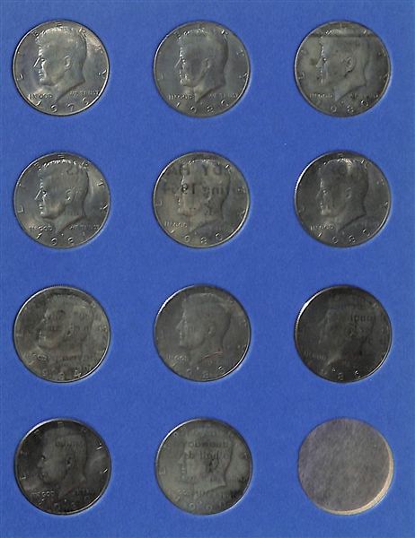 Lot of (36) Franklin Silver Halves from 1948-1963 & (33) Kennedy Halves from 1964D-1990