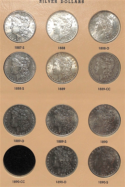 Lot of (11) Morgan Silver Dollars from 1887-S to 1890-S w. 1889-CC