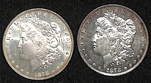 Lot of (2) 1878 Morgan Dollars - 8 Tail Feathers & 7 over 8 Feathers