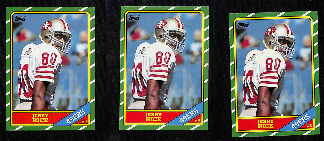 Lot of (3) 1986 Topps Jerry Rice Rookie Cards