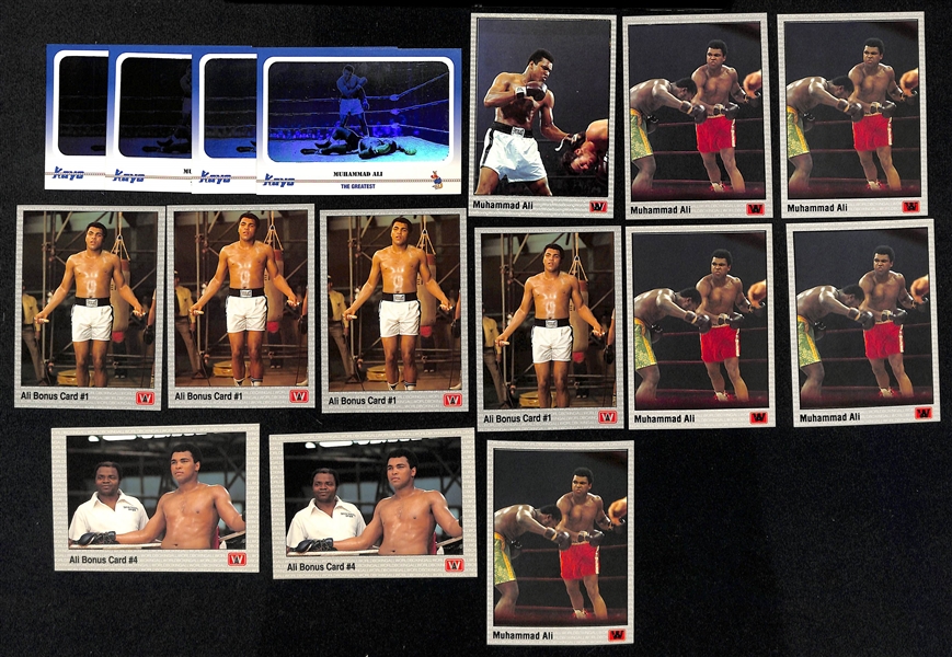 Lot of (30) Boxing and Wrestling Cards and Inserts w. Muhammad Ali, Brock Lesner, Chris Jericho, Stone Cold Steve Austin and Others