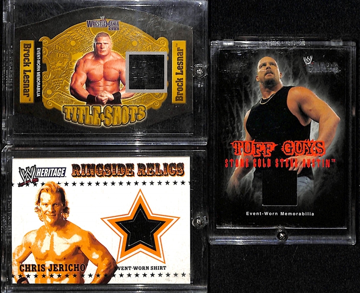 Lot of (30) Boxing and Wrestling Cards and Inserts w. Muhammad Ali, Brock Lesner, Chris Jericho, Stone Cold Steve Austin and Others