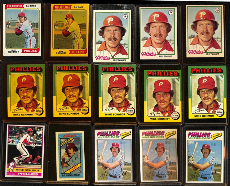 Lot of (34) Mostly 1960s & 1970s Topps Mike Schmidt and Steve Carlton Baseball Cards