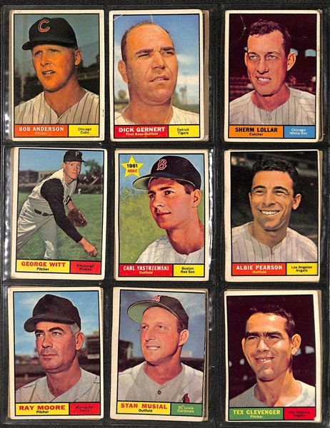 1961 Topps Baseball Partial Set (453 Cards of 587) w. Mickey Mantle